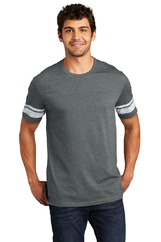 Fashion Accessories District Mens Game Short Sleeve Crewneck T-Shirt - Heather Charcoal Grey/White