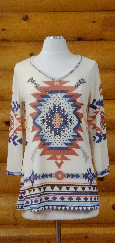 Party Wear Liberty Wear Mojave Beige 3/4 Sleeve Top