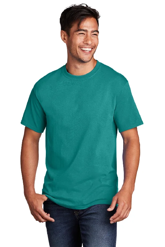 Fashionable Boots Port & Company Mens Core Short Sleeve Crewneck T-Shirt - Bright Aqua Blue