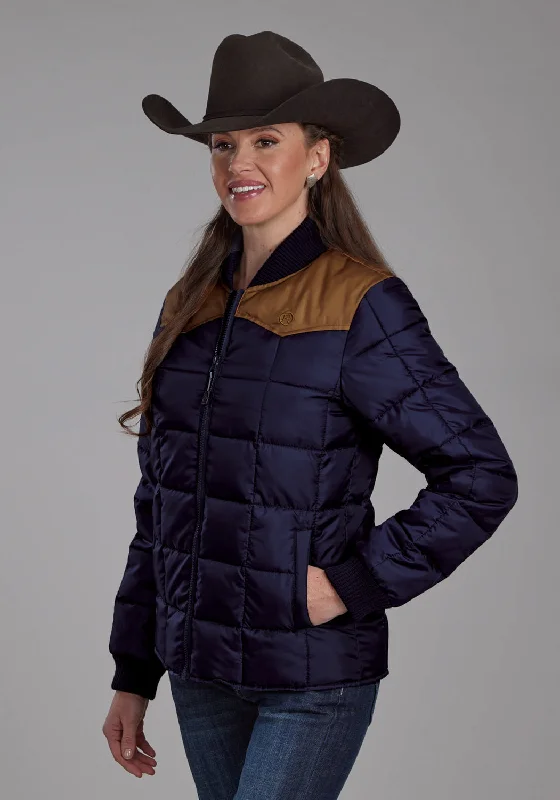 Sports Functional Style Roper Womens Poly Filled Western Blue/Tan 100% Polyester Insulated Jacket