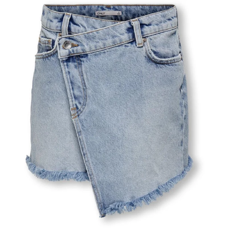 Sports Functional Style kids ONLY Light Blue Denim Kat Uneaven Closure Denim Skirt