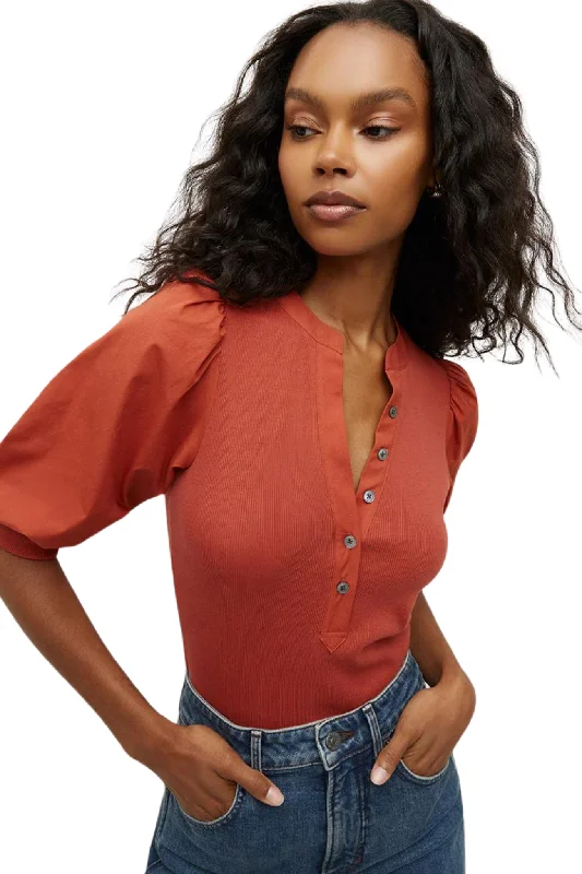 Party Wear Coralee Top in Brick Red