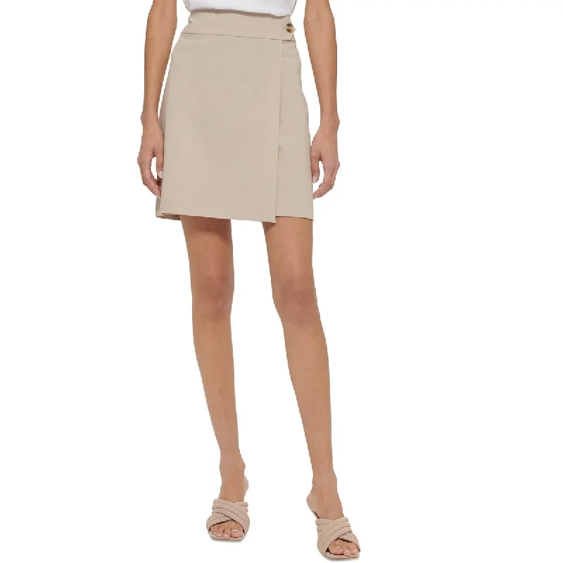 Minimal Style Calvin Klein Womens Petites Faux Wrap Midi Pencil Skirt