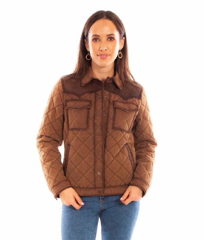 Personalized print Scully Womens Quilted Snap Chocolate Cotton Cotton Jacket