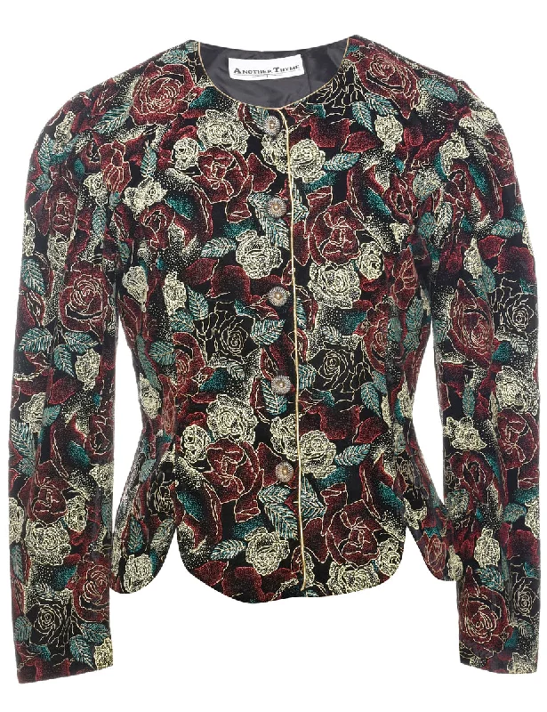 Street Graffiti Design Floral Pattern Evening Jacket - M