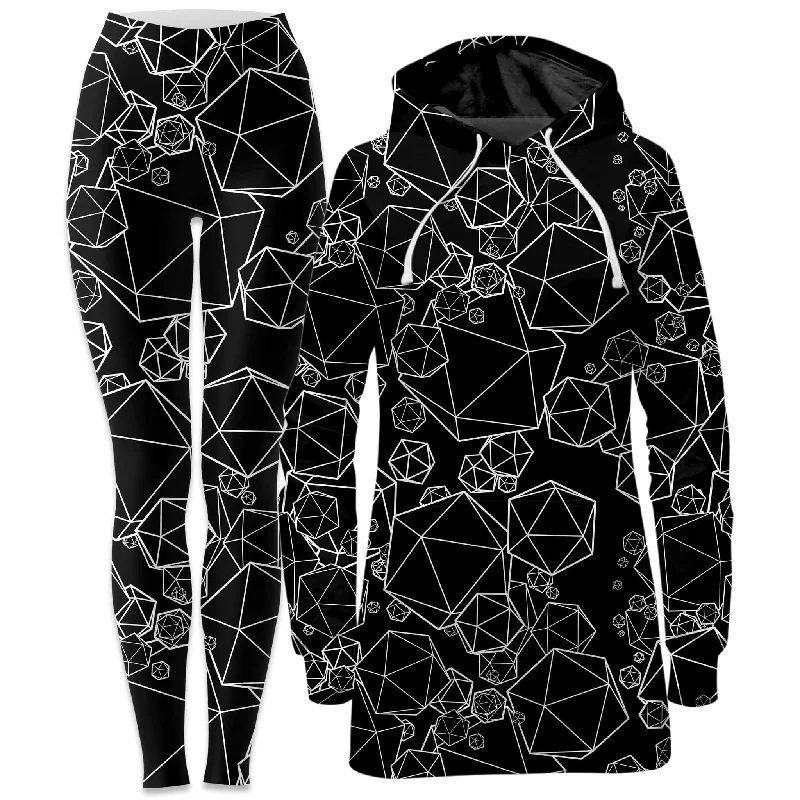 Sports Comfort Style Icosahedron Madness Black Hoodie Dress and Leggings Combo