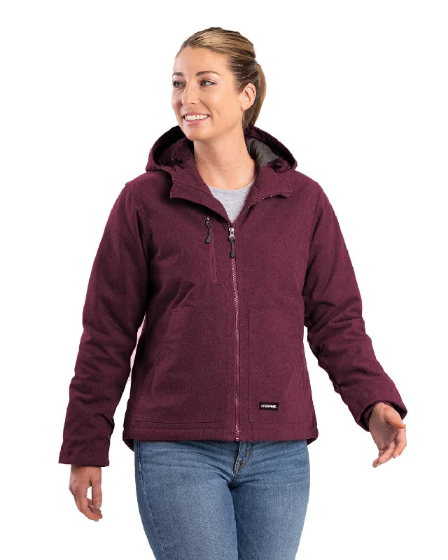 Classic style Berne Womens Heathered Duck Hooded Burgundy Cotton Blend Jacket