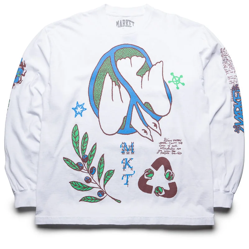 New Products Market Peace Practice L/S Tee - White