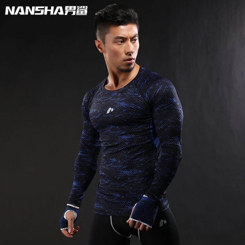 Statement Shirts 2017 Newest 3D Print Long Sleeve T Shirt Fitness Men Bodybuilding Crossfit NANSHA Brand Compression Shirts Clothing M-XXL