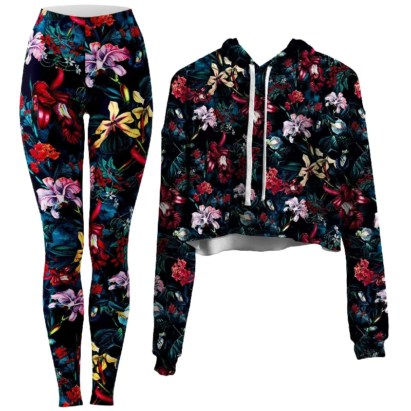 High-quality fabrics Dark Path Crop Hoodie and Leggings Combo