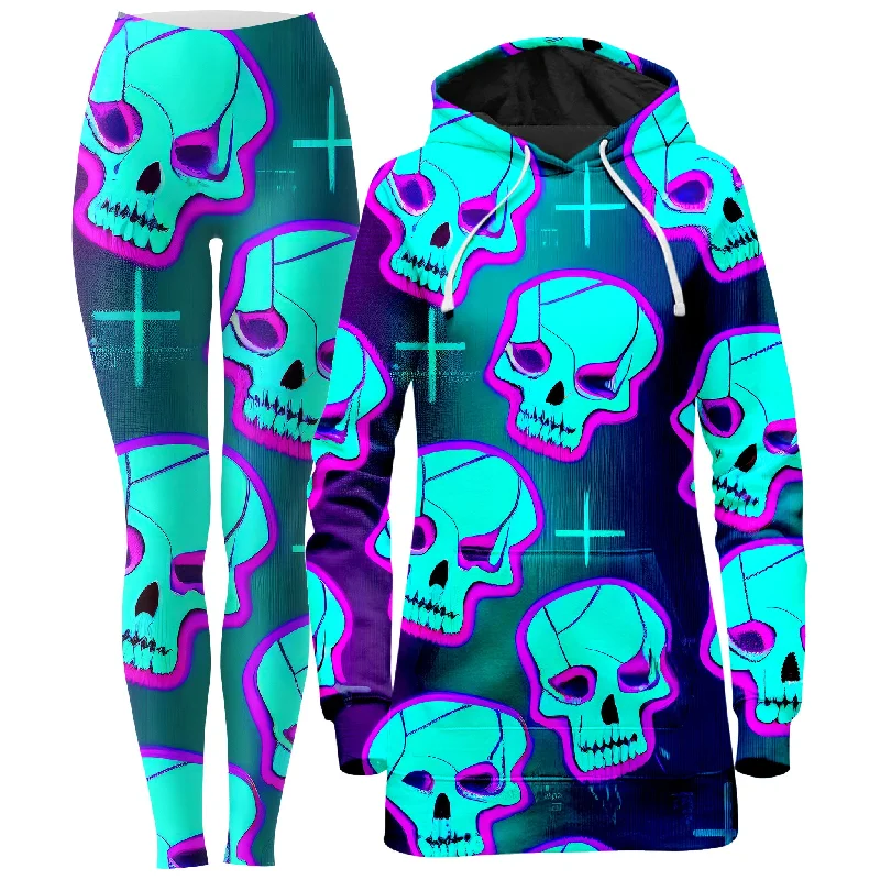 Printed pattern Neon Fright Hoodie Dress and Leggings Combo