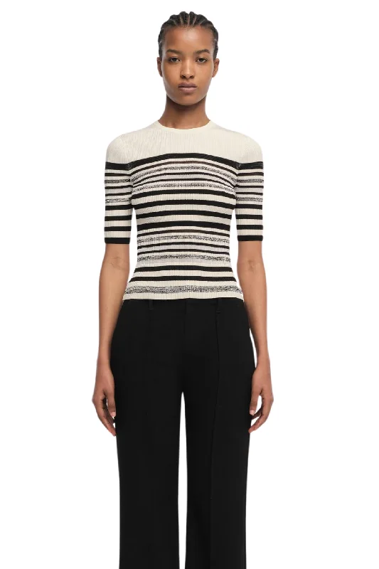 Knitted Design Elena Top in Black Stripe