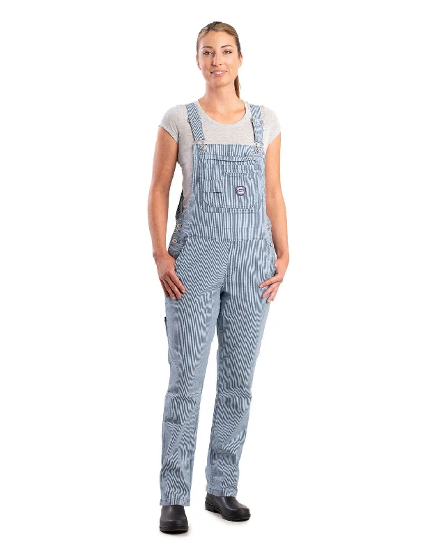 Trendy and versatile Berne Womens Vintage Washed Flex Hickory Stripe Cotton Blend Bib Overall