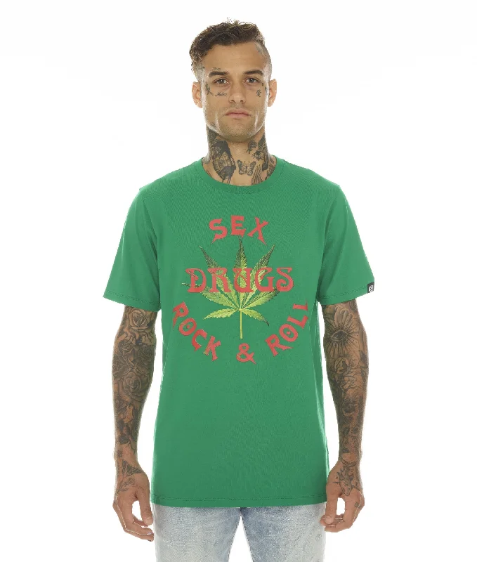 Winter Accessories T-SHIRT SHORT SLEEVE CREW NECK TEE "S&D & ROCK N ROLL" IN KELLY GREEN