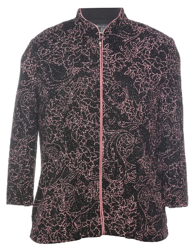 Street Sports Style Floral Pattern Evening Jacket - M