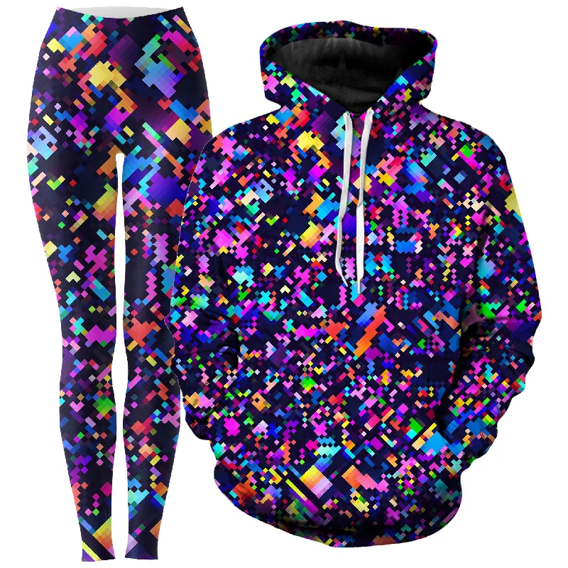 Retro Stripes 8-Bit Confetti Hoodie and Leggings Combo