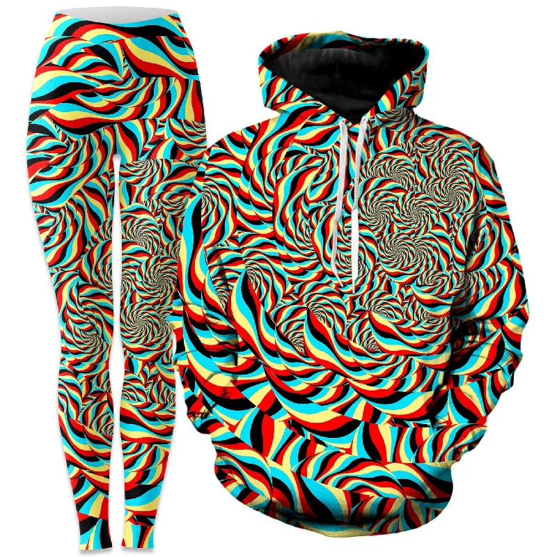 Moisture wicking Trippy Swirl Hoodie and Leggings Combo