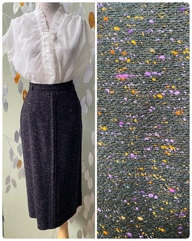 Personalized print Vintage 1950s Flecked Wool Pencil Skirt, Medium