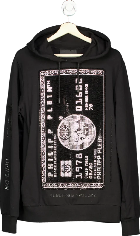 Classic Hoodies Philipp Plein Black Credit Card Hoodie UK M