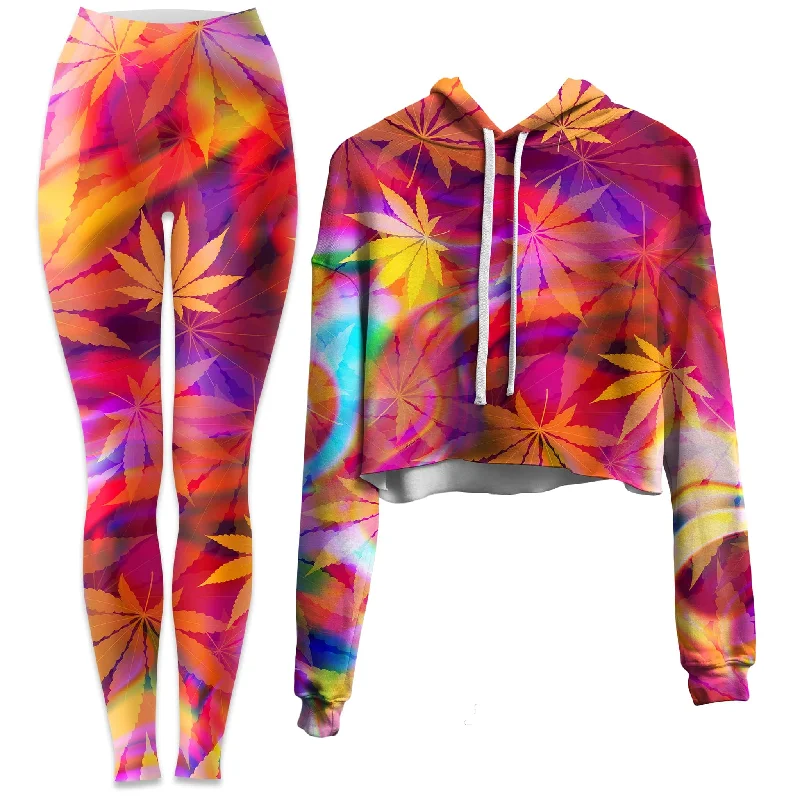 Sports And Leisure Ganja Dreamin Crop Hoodie and Leggings Combo