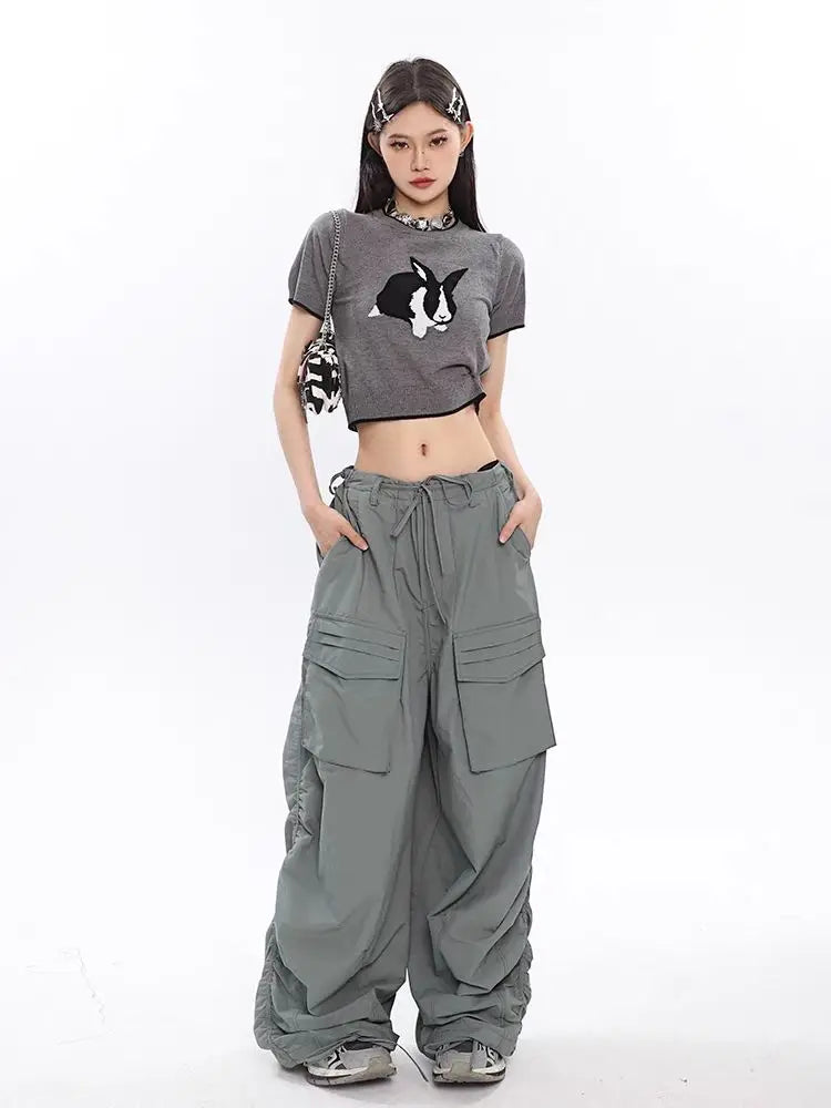 Sweet breath Y2K Vintage Parachute Cargo Gyaru Oversize Gorpcore Baggy Trendy Streetwear Pant