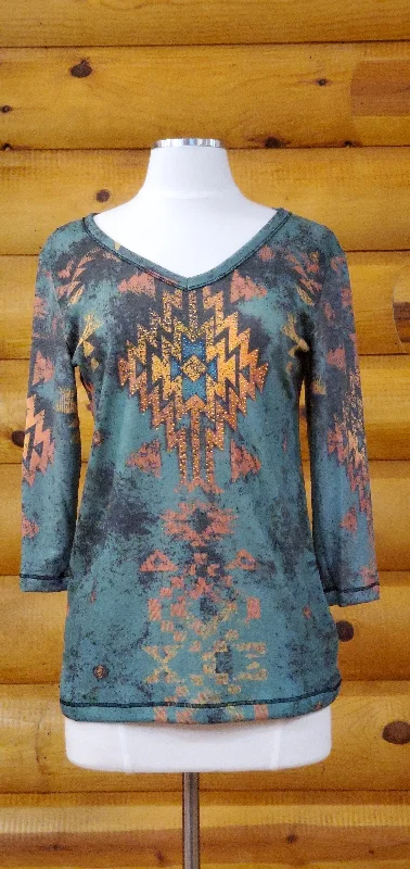 Minimal Style Liberty Wear Lolita Forest Green 3/4 Sleeve Top