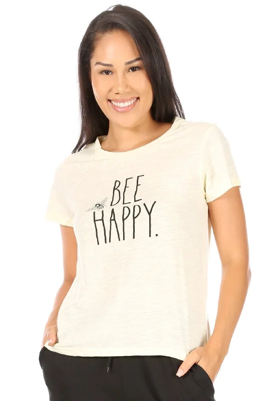 Classic Series Women's "BEE HAPPY" Short Sleeve Classic Slub T-Shirt