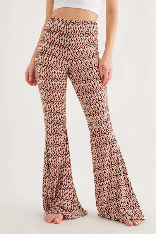 Free and comfortable TAUPE GEOMETRIC PRINT WIDE-LEG PANTS BT6605NPA