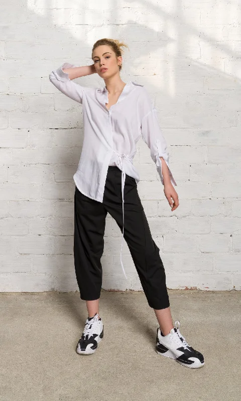 Avant-garde trend Wrap Shirt with Button-Tab Sleeves