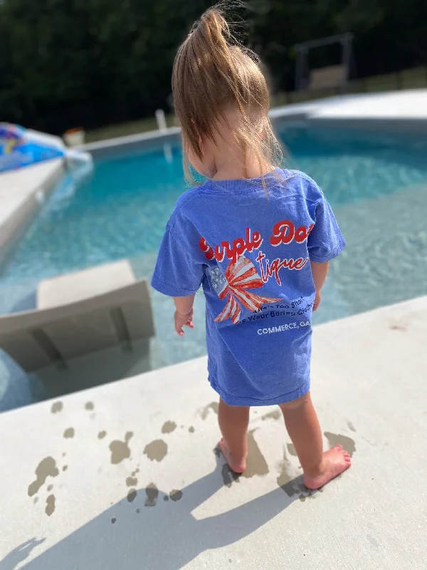 Mid-length Style Youth Purple Door Blue Patriotic Tee