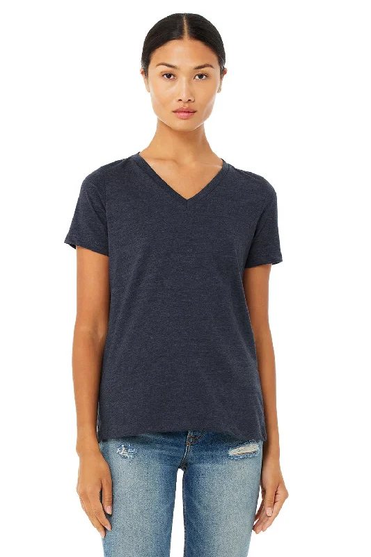 Trendy Items Bella + Canvas Womens CVC Short Sleeve V-Neck T-Shirt - Heather Navy Blue