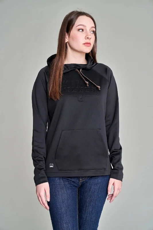 Retro Style Kimes Ranch Womens Sedona Bossed Black 100% Polyester Hoodie