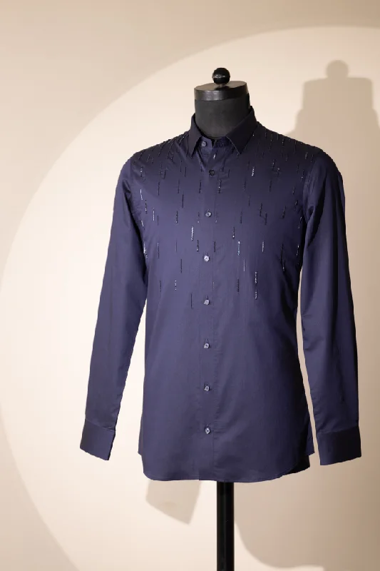 High waist design Modena Shirt (Navy Blue)