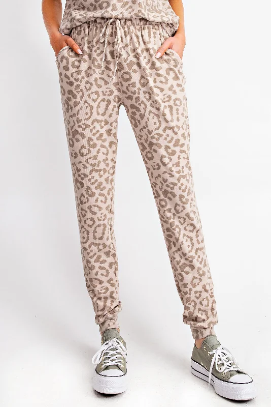 Slim Fit Cheetah Lounge Joggers, Sand