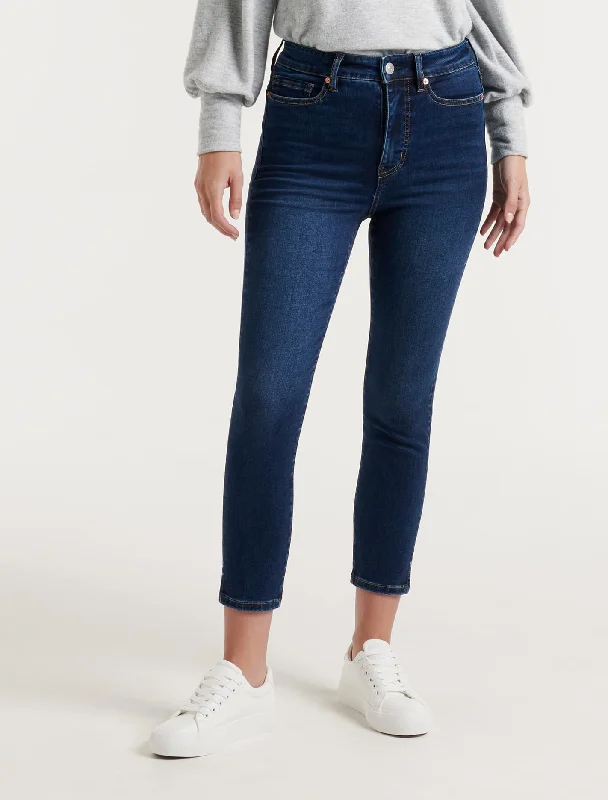 Unique prints Bella Cropped High Rise Split Hem Jean