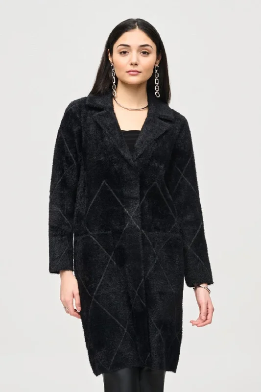 Street Sports Style Joseph Ribkoff Quilted Detail Coat Style 233951 Black