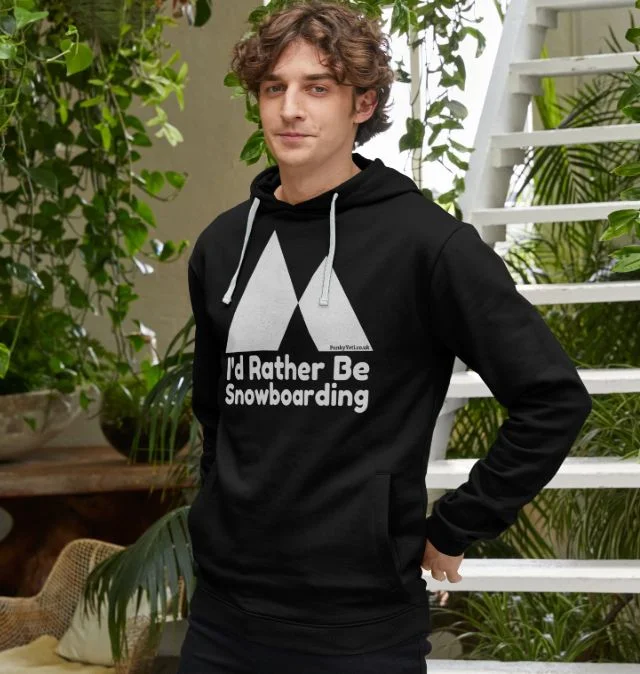 Trendy Jeans Men's I'd Rather Be Snowboarding Organic Pullover Hoodie