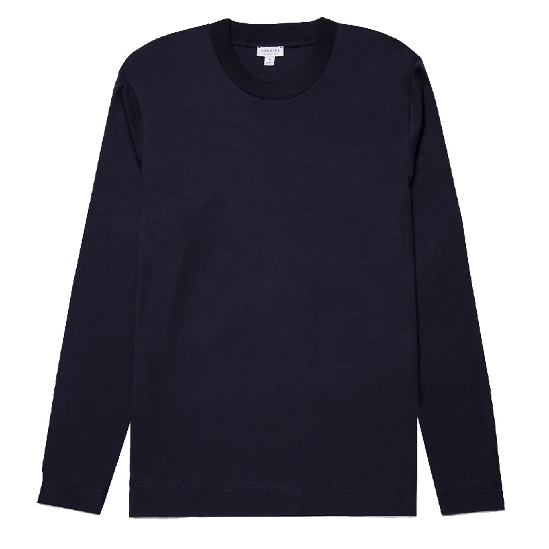 Athletic Wear Sunspel Long Sleeve Heavyweight T-shirt Navy