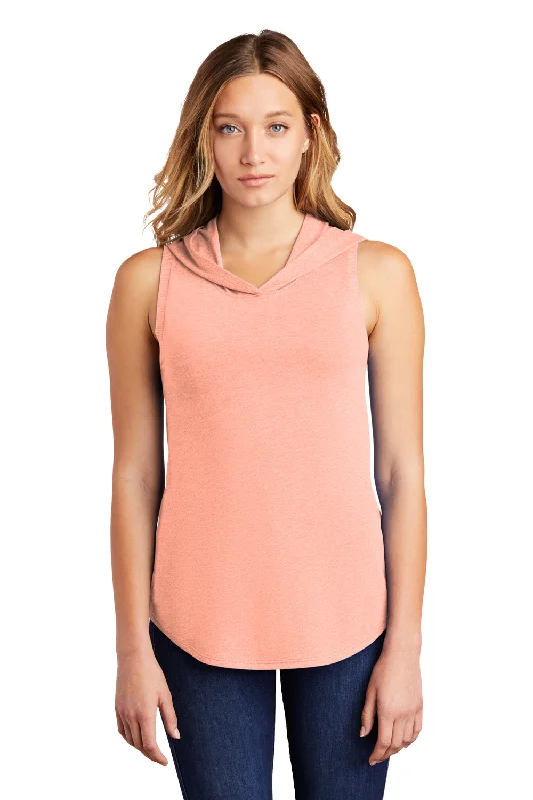 Street Graffiti Design District Womens Perfect Sleeveless Hooded T-Shirt Hoodie - Heather Dusty Peach - Closeout