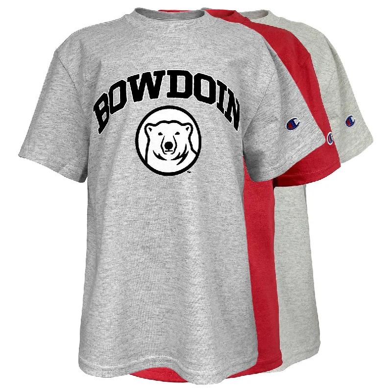 Style Design Youth Tee with Bowdoin & Mascot Medallion from Champion