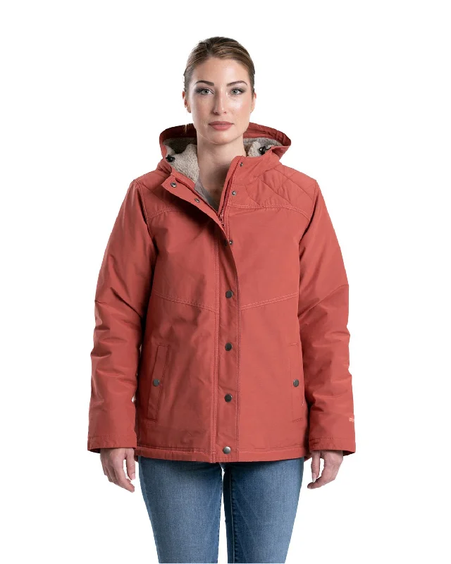 Affordable selection Berne Womens Softstone Micro-Duck Hooded Marsala Cotton Blend Coat