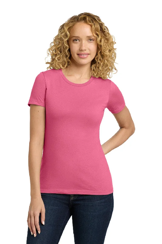 Moisture wicking Next Level Womens Boyfriend Fine Jersey Short Sleeve Crewneck T-Shirt - Hot Pink