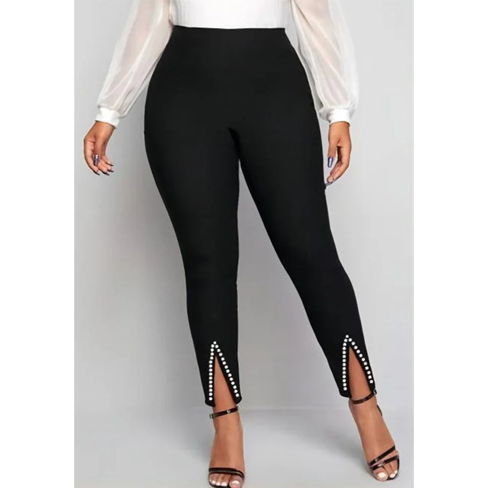 Ultra-lightweight Women's Plus Size Slim Fit High Waist Casual  Stretchy Skinny Female Split Pants