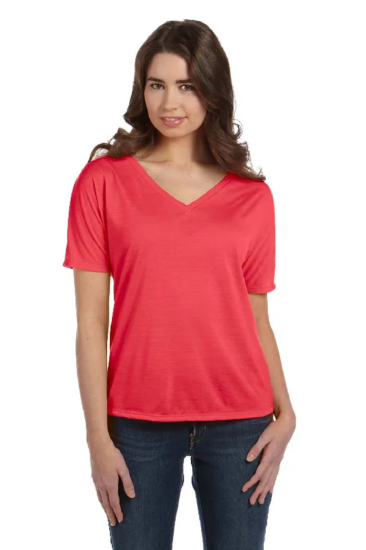 Noble Temperament Bella + Canvas Womens Slouchy Short Sleeve V-Neck T-Shirt - Coral