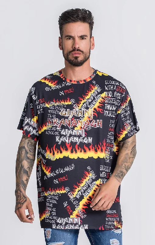 Denim Shirts Multicolor Burning Summer Oversized Tee