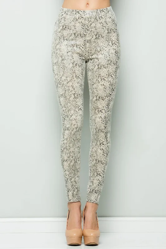 Sweet breath Snake Skin Leggings, Off White