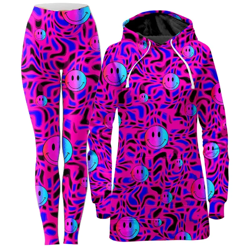 Leisure Travel Trippy Smiles Hoodie Dress and Leggings Combo