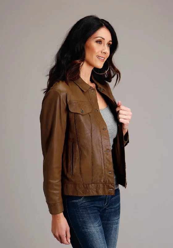 Street Style Suit Stetson Womens Smooth Jean Brown Leather Leather Jacket