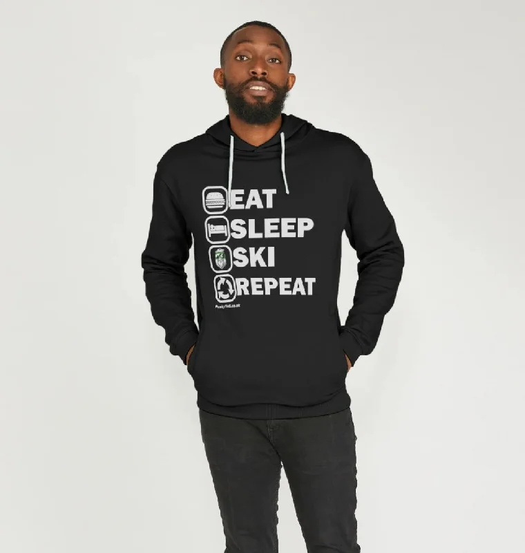 Casual Jackets Men's Eat Sleep Ski Repeat Organic Pullover Hoodie