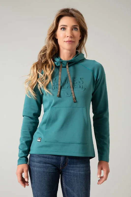 Urban Fashion Kimes Ranch Womens Sedona Bossed Teal 100% Polyester Hoodie